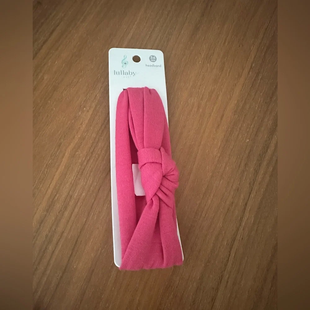 NWT Lullaby Lane Pink Headband. Baby Girl Size 3-6M. Soft! cute!